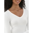 thumbnail image 4 of No Boundaries Seamless V-Neck Top with Long Sleeves, Women's XXS-XXL, 4 of 4