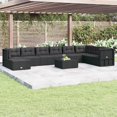 thumbnail image 1 of vidaXL 9 Piece Garden Lounge Set with Cushions Black Poly Rattan, 1 of 5