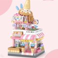 thumbnail image 1 of Panda Pet Coffee Ice Cream Flower Shop Street View Building Blocks Set, DIY Bricks Model House Construction Toy, Creative Educational Gift for Girls Kids Ages 6+, 1 of 6
