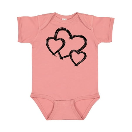 

Inktastic Three Black Hearts Gift Baby Boy or Baby Girl Bodysuit