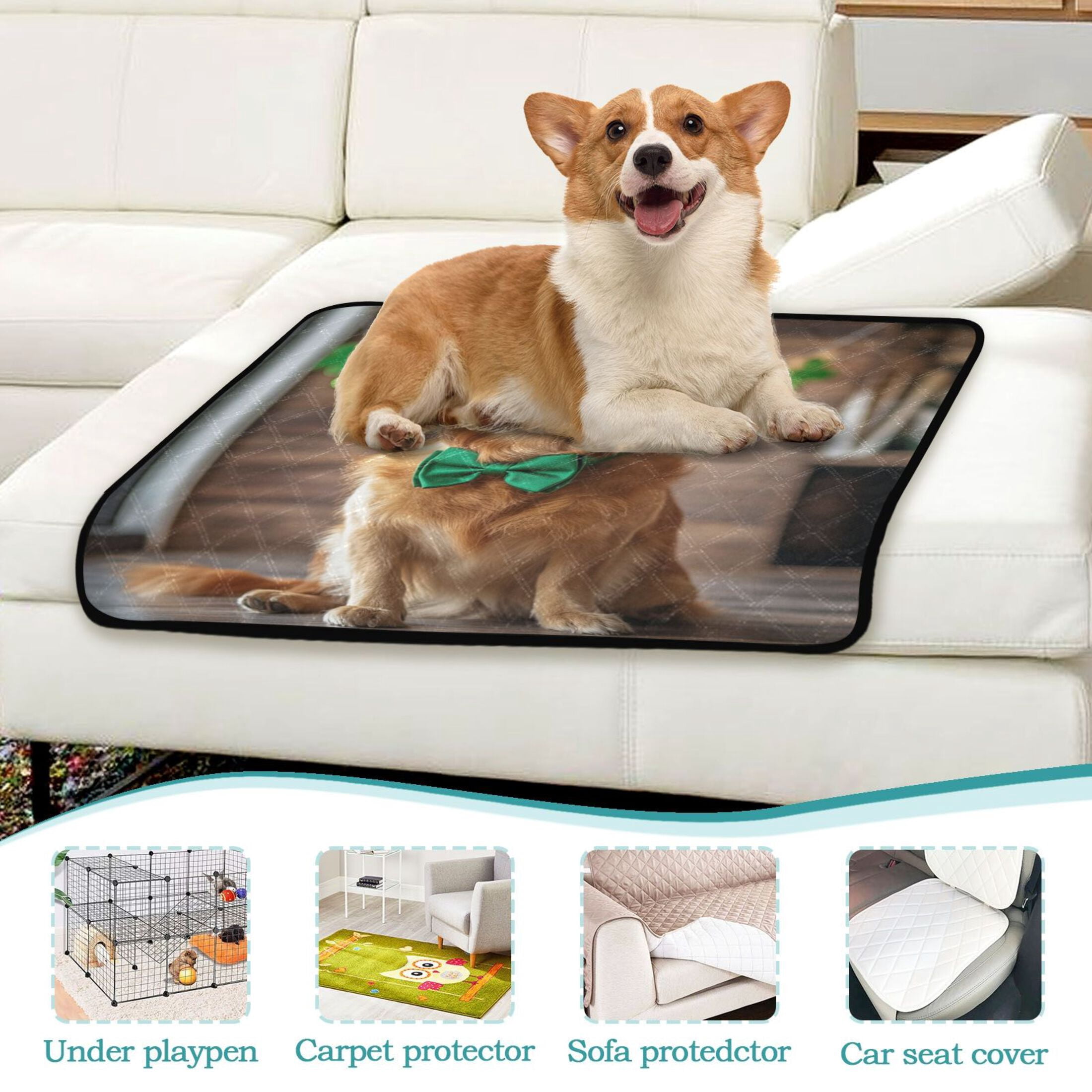 Qxltty St Patricks Golden Retriever Cat litter Pads Pet Set of 2 Diaper Mats Center Anti-leakage Layer Absorbent Soft and Comfortable