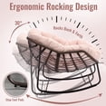 thumbnail image 3 of HONEY HOME Outdoor Papasan Rocking Chair, Oversized Indoor Rocking Chair with Cushion, Rattan Wicker Egg Chairs with Steel Frame, Porch Rocker Chairs Furniture for Garden Lawn Bedroom Living Room, 3 of 7