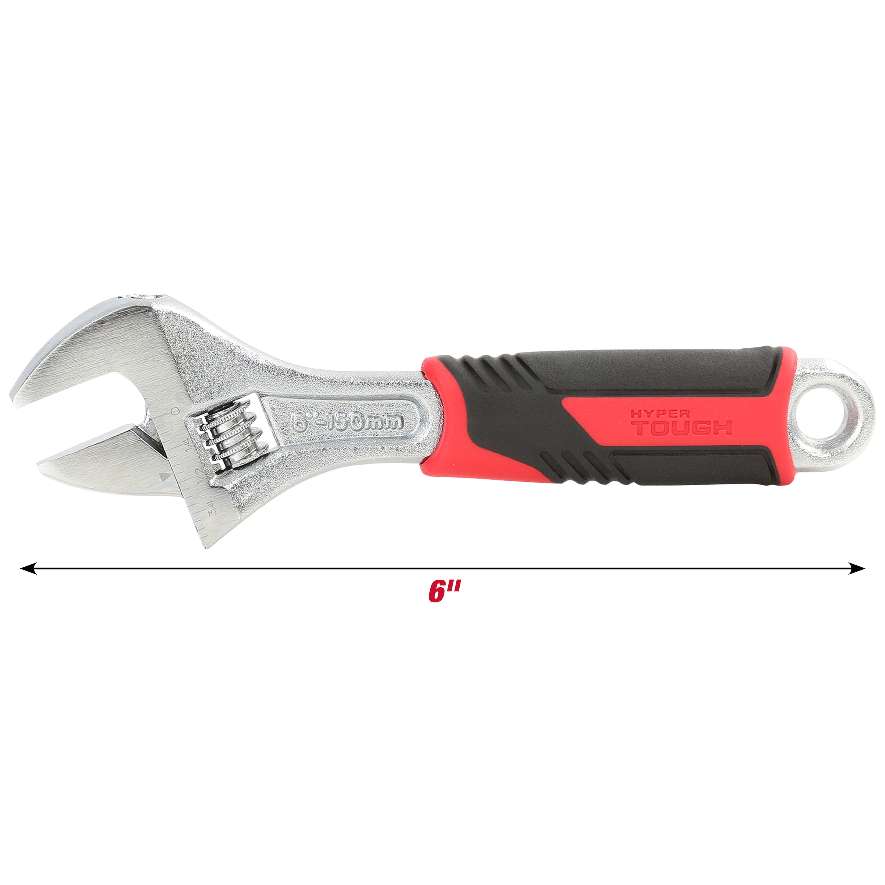 Hyper Tough 6-Inch Adjustable Wrench with Ergonomic Soft Grip