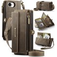 thumbnail image 1 of Funda Billetera para iPhone 16e – Funda para Teléfono de Cuero PU con Bloqueo RFID con Tarjetero, Bolsillo con Cremallera, Pata de Cabra, Cierre Magnético, Correa para el Hombro y la Muñeca, 1 of 9