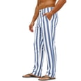 thumbnail image 3 of Uwinwear Men's Striped Pants Casual Color Block Straight-Legs Long Pants Big & Tall Flat Front Business Trousers with Pockets,Sky Blue,XL, 3 of 4