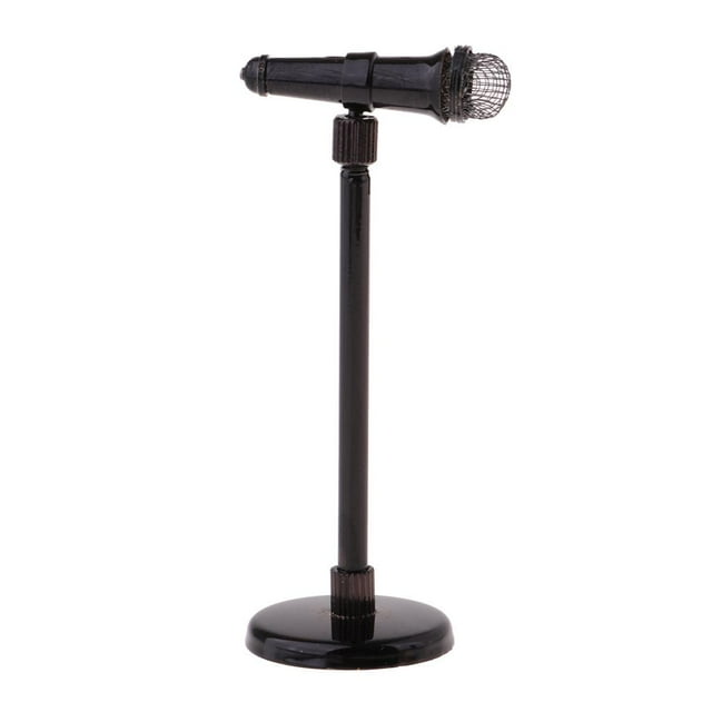 Micrófono ajustable en miniatura 1/12 con soporte Macarena, Micrófono de casa de muñecas