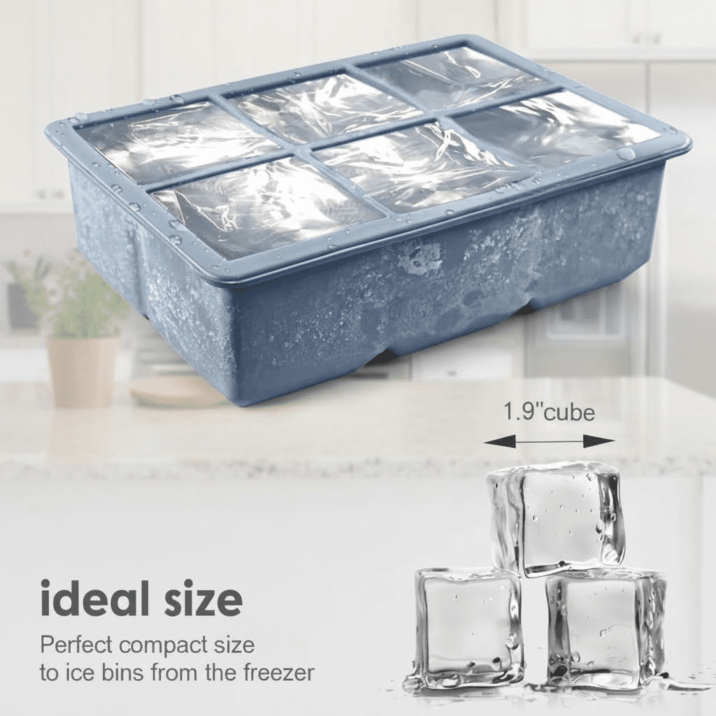 3-Pack Large Silicone Ice Cube Molds with Leak-Proof Lids, BPA-Free Flexible Stackable Square Trays for Cocktails, Whiskey, and Drinks