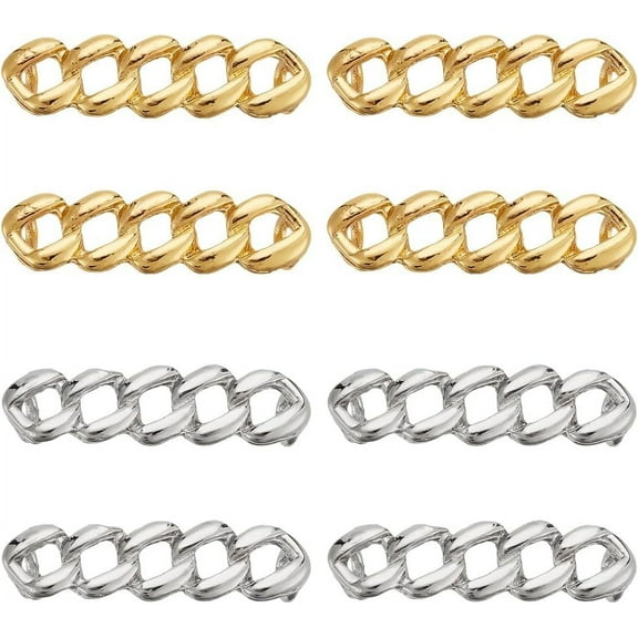 1set 8Pcs 2 Colors Shoe Chain Charms 1.6 Inches Shoelace Chains Metal Detachable Shoe Charms Chain Alloy Chain Shoes Decorations Platinum Gold for Sneakers Casual Shoes Accessories Hole: 5mm