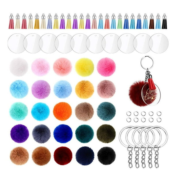 195 discos acrílicos transparentes y anillos para llavero para manualidades, acrílico transparente 195pcs