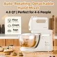 thumbnail image 3 of Stand Mixer with Auto Rotating Bowl, 4.8QT Tilt-Head Electric Food Mixer, 5-Speed Kitchen Appliance with Beaters & Dough Hooks for Daily Baking, White, 3 of 7