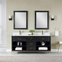 Kesia 72" Double Bathroom Vanity Set in Black Oak with Mirror
