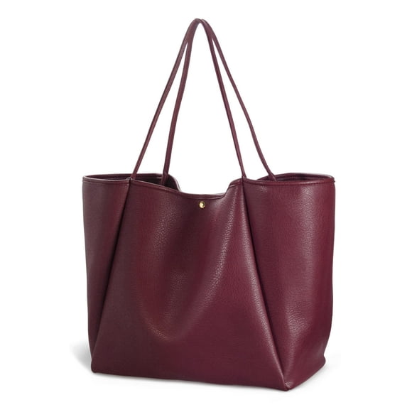 Bolso HOXIS Oversize de piel sintética para mujer, color rojo oscuro