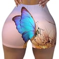 thumbnail image 2 of Logiee Morpho butterfly and dandelion Print Women's Biker Shorts,Workout Gym Shorts,Scrunch Shorts,Tummy Control Hidden Scrunch Running Yoga Shorts-Large, 2 of 8