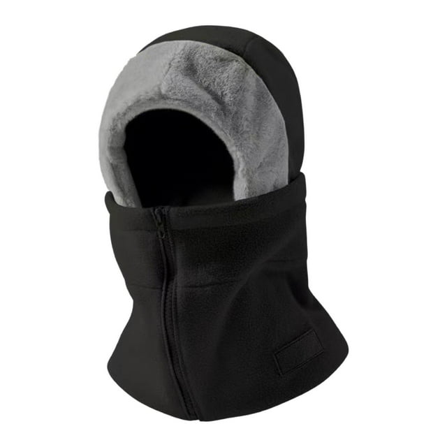 Pasamontañas para clima frío, forro polar térmico para esquí, cuello y cara, capucha para motocicleta negro