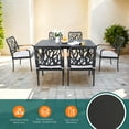 thumbnail image 3 of Noble House 59" Outdoor Aluminum Dining Table, Modern Slatted Top with Umbrella Hole, Angled Corners, Bourbon Brown, 3 of 5