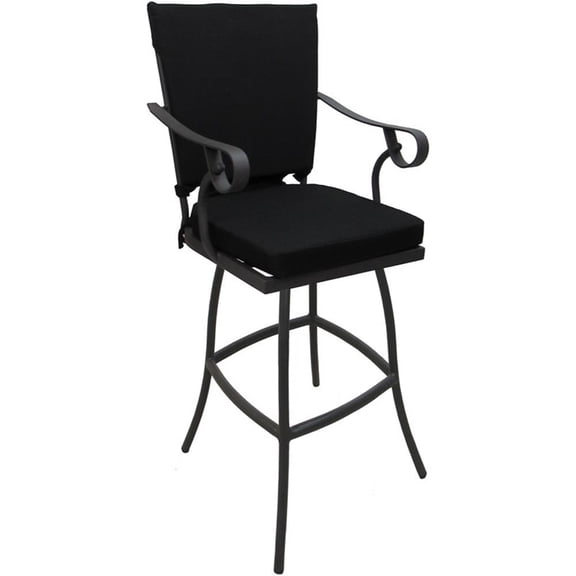 Outdoor/Indoor Extra Tall Bar Stool 34" Jamey - Black Fabric - Gray Frame