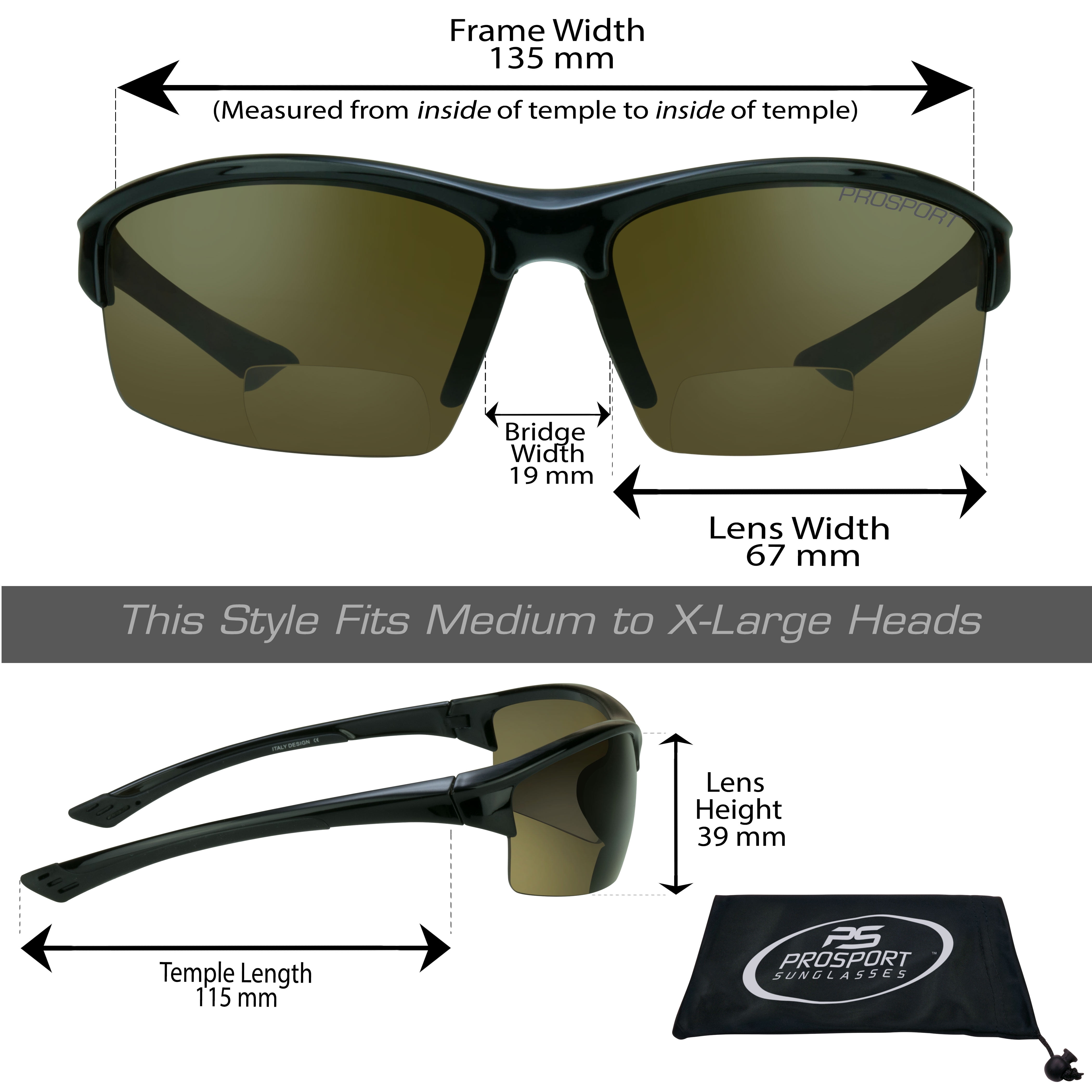 proSPORT Polarized Bifocal Sunglass Brown Men Women w/ Case & Retainer