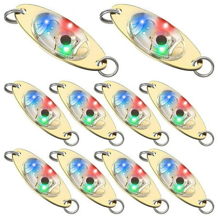 10 Pcs LED Fishing Spoons Underwater Flasher Flasher Trolling Deep Drop Fishing Light