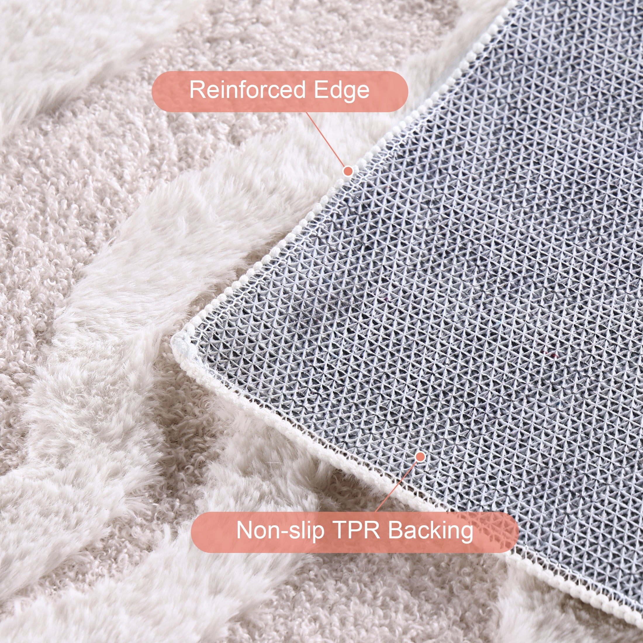 Nefoso Low Pile Area Rug, 5ft x 8ft Washable Area Rugs for Living Room Bedroom Decor, Non-Slip Carpet, Modern Geometric, Beige & Apricot