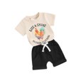 thumbnail image 2 of Miaouyo 2Pcs Baby Boy Summer Outfits Short Sleeve Rooster Print Tops + Shorts Set Infant Clothes, 2 of 10