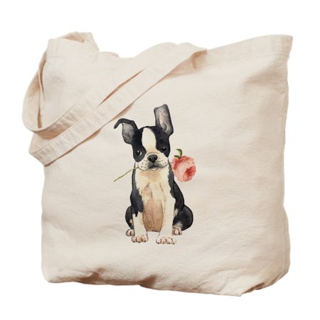 Metallic Boston Bag - CafePress - Boston Terrier Rose - Natural Canvas Tote Bag, Cloth Shopping Bag