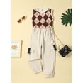 thumbnail image 3 of Wassery Toddler Kids Girls 2 Piece Summer Clothes Sleeveless Plaid Print Tank Tops and Elastic Cargo Pants with Pockets Set 3T-6T, 3 of 9