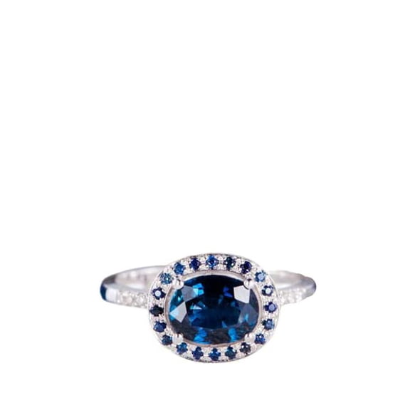 HeartsAndYou 2ct Natural Blue Sapphire Engagement Ring 14k SOLID White Gold Stylish Promise