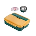 thumbnail image 4 of 1 juego de cajas Bento aisladas de doble capa, caja de almuerzo con rejilla dividida, contenedor de alimentos (amarillo, verde) HOMEMAXS 12482443-MX, 4 of 6