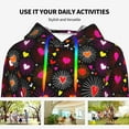thumbnail image 4 of Lsque Geometric Hearts Pattern Casual Women's Hoodie,Hooded Sweatshirt with Kangaroo Pocket,Pullover Hoodie with Eye-catching Drawstrings-Large, 4 of 7