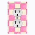 thumbnail image 1 of Metal Light Switch Wall Plate Outlet Cover (Pink White Toy Chest Box Check Pattern - Single Duplex), 1 of 1