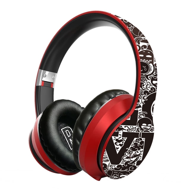Inteprter Head Mount Gaming Compatible con Bluetooth 5.0 Auriculares Cancelación de ruido Micrófono incorporado Accesorio para auriculares Cables de audio/vídeo Rojo