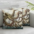 thumbnail image 3 of Throw Pillow Cushion Cover, Sinking The Ships Greek Myth Fish Culture Cartoon Art Image, Decorative Square Accent Pillow Case, ", Green Tan, 3 of 5