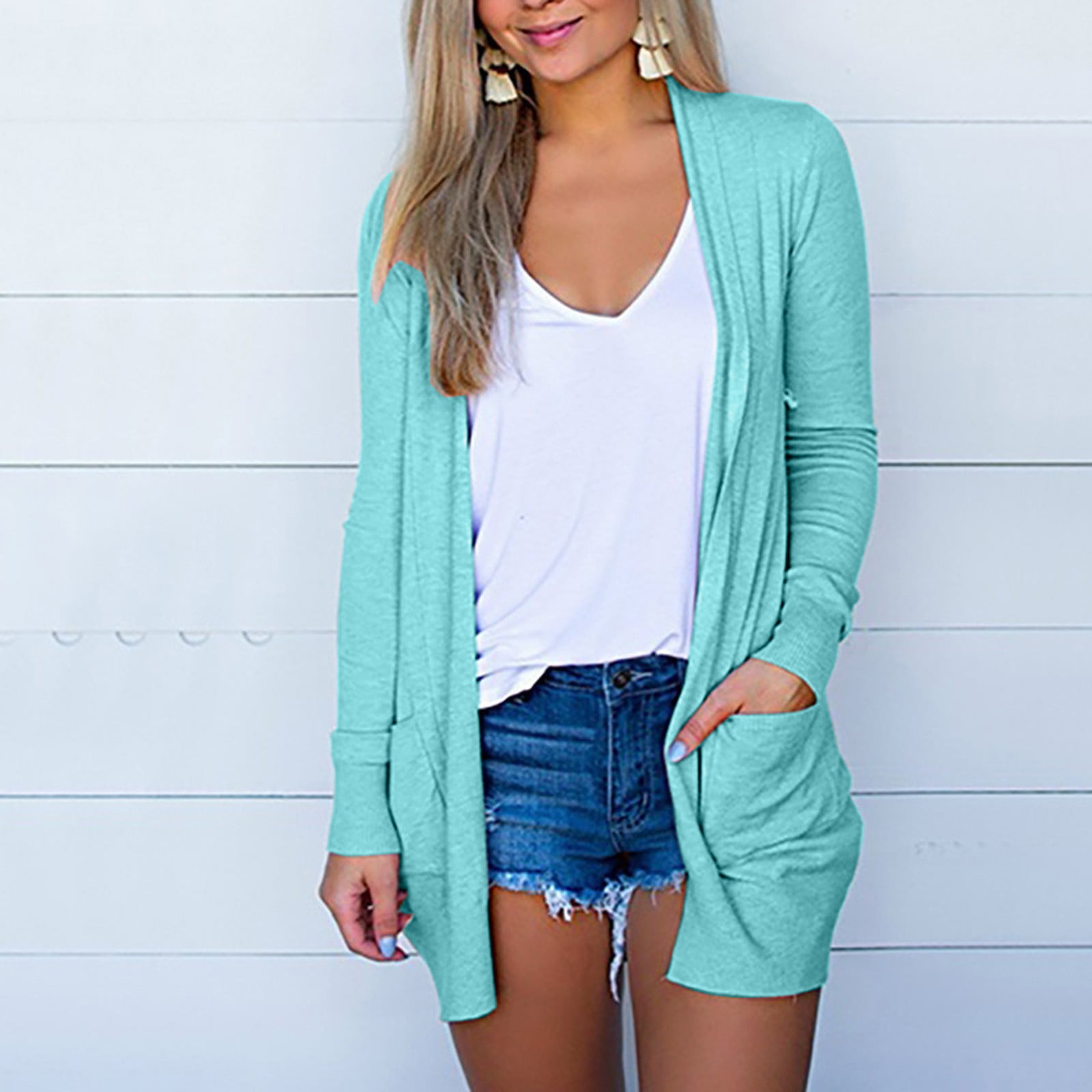 DENGDENG Plus Size Lightweight Cardigans for Women Open Front Long