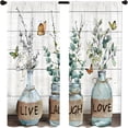 thumbnail image 3 of Eucalyptus Kitchen Curtains 27.5W X 39L Inch 2 Panels Rod Pocket Farmhouse Rustic Botanical Vintage Green Leaf Small Cafe Curtain Plant Bottle Wood Window Drapes Treatment Bathroom Home Decor, 3 of 6