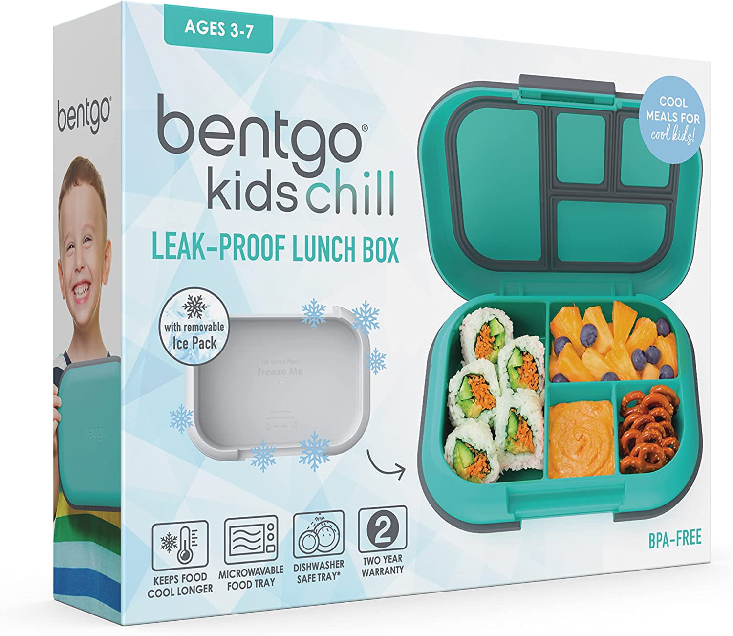 Bentgo Kids' Chill Lunch Box, Bento-style Solution, 4 Compartments &  Removable Ice Pack - Gray : Target