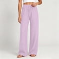 thumbnail image 6 of Wlynlyn Women's Wide Leg Pants Summer Cotton Linen Loose Casual Vacation Palazzo Trousers with Pockets Spring Clothes(Large,Purple), 6 of 9