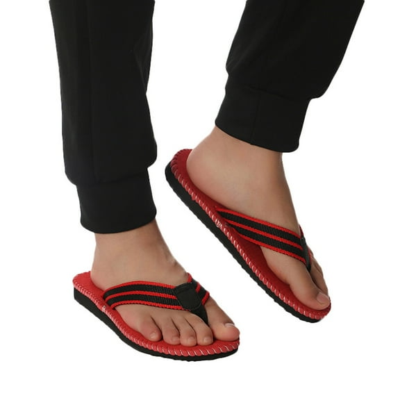 Mepaouo Women's Orthotic Flip Flops Casual Comfortable Yoga Mat Thong Sandal with Arch Support Red Size 10