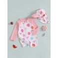 thumbnail image 5 of BemeyourBBs Toddler Baby One Piece Swimsuit with Sunhat Set Infant Girl Bathing Suit Long Sleeve Rash Guard Floral Bow Strawberry Print Half Zipper Swimwear Summer Beachwear, 5 of 9