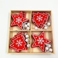 thumbnail image 3 of 12 piezas/St nueva decoración navideña colgante de madera pura alce campana copo de nieve estrellas colgante de madera árbol de Navidad colgante decoración suministros, 3 of 4