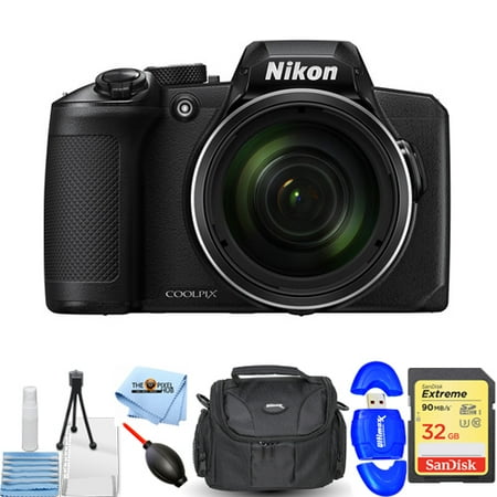 Starter Digital Camera Nikon COOLPIX B600 Digital Camera (Black) #26528 STARTER BUNDLE with 32GB SD, Memoery Card Reader, Gadget Bag, Blower, Microfiber Cloth and Cleaning Kit ()
