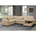 thumbnail image 6 of Kingway 4 Piece Upholstered Corduroy Sleeper Sectional Sofa With Storage Chaise, 6 of 8