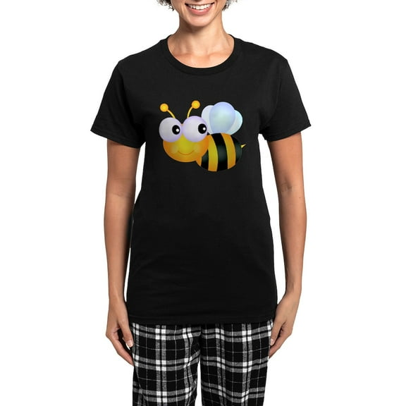 CafePress - Cute Cartoon Bumble Bee Women's Dark Pajamas - Women's Short Sleeve Print T-Shirt and Pants Dark Cotton Pajama Set