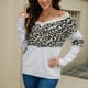 thumbnail image 3 of Suéter de punto con cuello en V y estampado de leopardo, manga larga, suéter informal de moda para mujer, 3 of 8