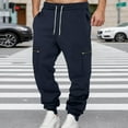 thumbnail image 2 of sususu Sweatpants Men Black,Men's Casual Straight Leg Athletic Trousers with Side Zipper Pockets Comfortable Daily Wear Fashionable Bottoms,Dark Blue,M, 2 of 4