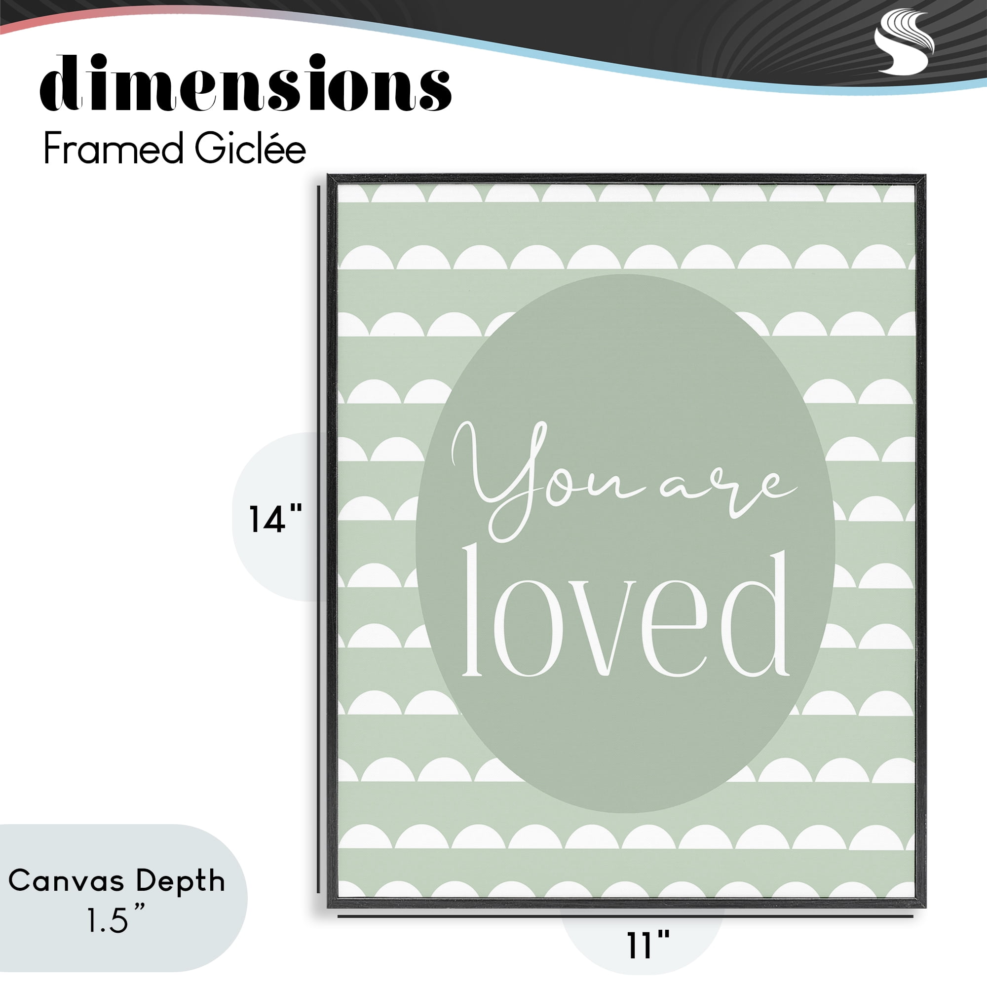 Stupell Industries You Are Loved Light Green Black Framed Giclee Art, design by Christine Simpson Art