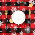 thumbnail image 3 of JOOCAR Christmas Placemats, Red and Black Buffalo Plaid Snowflake Christmas Placemats for Home Dining Table Festive Decor Rectangular Placemats Set of 6, 3 of 5