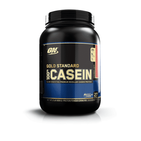 Optimum Nutrition Gold Standard 100% Casein Protein Powder, Strawberry, 24g Protein, 2