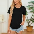 thumbnail image 2 of Timegard Hauts d'Été pour Femmes T-Shirts à Manches Courtes T-Shirt à Col Ras du Cou Smocké Tunique Décontractée à Porter avec des Leggings, 2 of 7