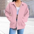 thumbnail image 5 of ManxiVoo Women's Oversized Lapel Zip Front Hoodie Raglan Sleeve Loose Casual Pullover Sweatshirt XXXL Size Pink, 5 of 7