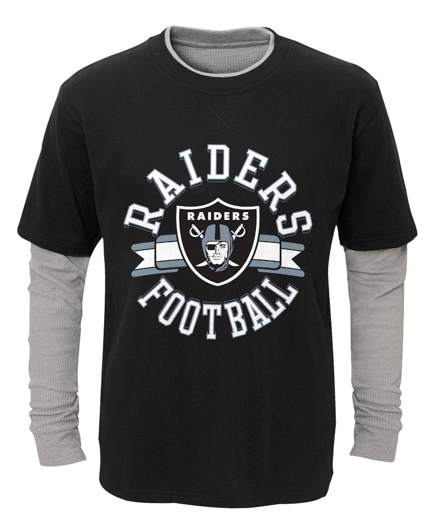 Oakland Raiders Youth NFL "Definitive" L S Faux Layer Thermal Shirt by Outerstuff